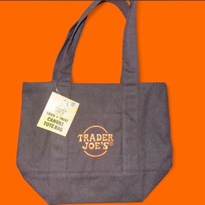 Trader Joe's Black Canvas Tote Bag with Logo